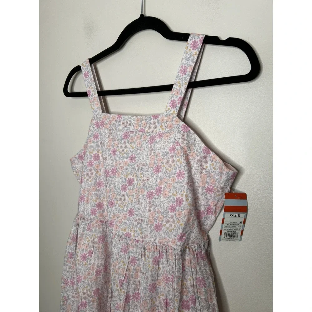 Cat & Jack Girls' Floral Tie-Back Sleeveless  Multicolored Dress Size XXL 18 NEW - Picture 3 of 8